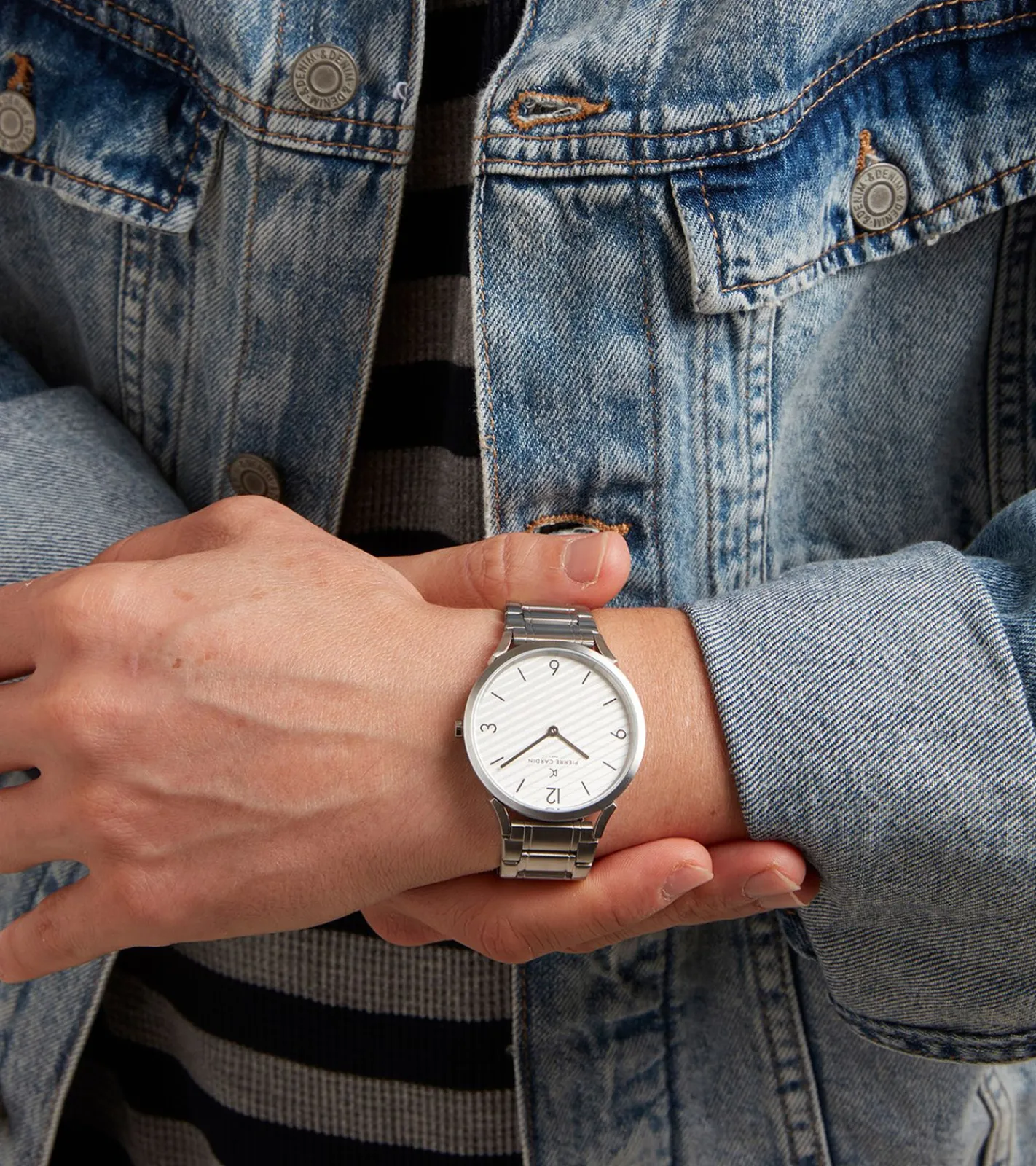 Herrenuhren|Herrenuhren*Pierre Cardin Herren Armband-Uhr analoge Quarz-Uhr mit Edelstahl-Armband 3ATM 40mm CPI.2020 Silber