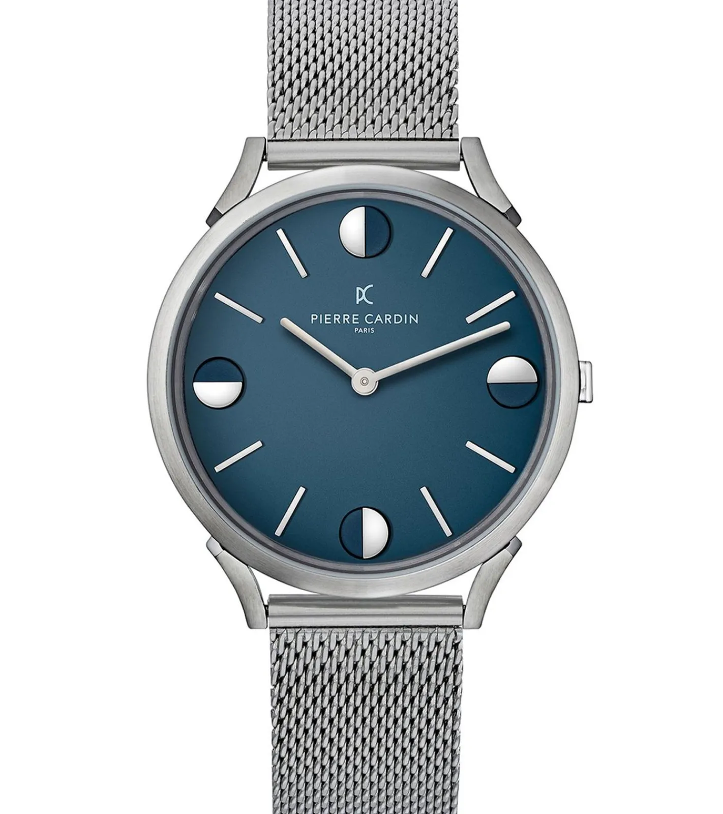 Herrenuhren|Herrenuhren*Pierre Cardin Herren Armband-Uhr analoge Quarz-Uhr mit Edelstahl-Armband 3ATM 40mm CPI.2013 Silber/Blau