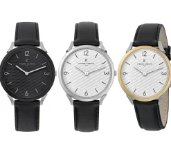 Herrenuhren|Herrenuhren*Pierre Cardin Herren Armband-Uhr in Geschenkbox analoge Quarz-Uhr mit Leder-Armband 3ATM 40mm oder 39mm Silber/Gold, Schwarz oder Silber/Schwarz