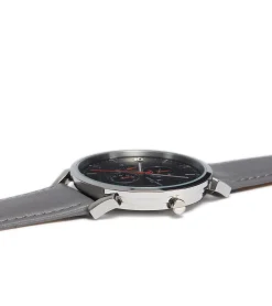 Herrenuhren|Herrenuhren*Pierre Cardin Herren Armband-Uhr mit Multi-Ziffernblatt analoge Quarz-Uhr mit Leder-Armband 3ATM 44mm CPI.2025 Grau/Silber