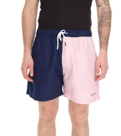 Nachtwäsche & Bademode*Pierre Cardin Herren Schwimm-Hose Badehose stylische Schwimm-Shorts LA205027 Navy/Rosa