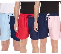 Nachtwäsche & Bademode*Pierre Cardin Herren Schwimm-Hose Badehose modische Schwimm-Shorts LA205027 Rot/Navy, Navy/Rosa oder Blau