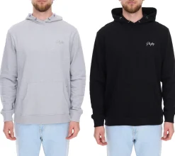 Pullover & Sweater*PLAYBOY Herren Baumwoll-Pullover Langarm-Shirt mit Kapuze Hoodie Schwarz oder Grau meliert
