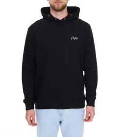 Pullover & Sweater*PLAYBOY Herren Baumwoll-Pullover Langarm-Shirt mit Kapuze Hoodie Schwarz oder Grau meliert