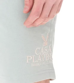 Sportunterbekleidung|Jogginghosen & Fitnessmode*PLAYBOY x DEF Herren Sweat-Shorts mit kleinem Schriftzug 