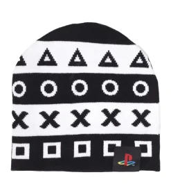 Caps & Mützen*BioworldMerch PlayStation Beanie mit Playstation Symbole Gaming-Mütze Strick-Beanie Fan-Artikel KC042612SNY Schwarz/Weiß