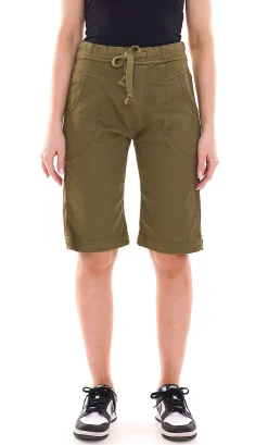 Shorts & Bermudas*PLEASE Damen Stoff-Shorts kurze Hose mit Bindeband Bermuda 45331929 Khaki