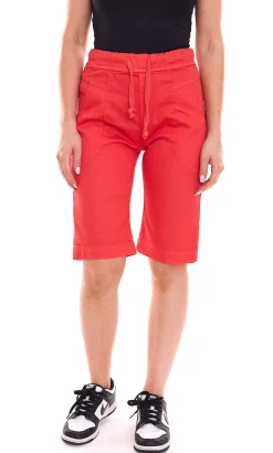 Shorts & Bermudas*PLEASE Damen Stoff-Shorts kurze Hose mit Bindeband Bermuda Sommer-Hose Rot, Weiß oder Khaki