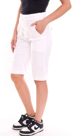 Shorts & Bermudas*PLEASE Damen Stoff-Shorts kurze Hose mit Bindeband Bermuda Sommer-Hose Rot, Weiß oder Khaki