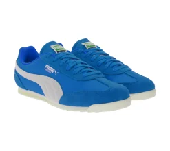 Sneaker & Turnschuhe*PUMA Arizona Nylon Retro-Sneaker mit Wildleder-Overlays Low-Top Schnür-Schuhe 398682 01 Blau/Weiß