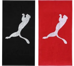 Handtücher*PUMA Baumwoll-Badetuch Ftee-Handtuch mit großem Marken-Logo 50cm x 100cm 054553 oder Schwarz Rot