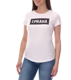 Fitnessmode & Jogginghosen|Tops & T-Shirts*PUMA City Damen Baumwoll-Shirt mit Praha/Prag, Paris, Wien oder Madrid Schriftzug Kurzarm-Shirt Rundhals-Shirt 575957 Weiß oder Schwarz