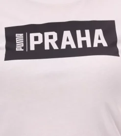 Fitnessmode & Jogginghosen|Tops & T-Shirts*PUMA City Damen Baumwoll-Shirt mit Praha/Prag, Paris, Wien oder Madrid Schriftzug Kurzarm-Shirt Rundhals-Shirt 575957 Weiß oder Schwarz