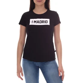Fitnessmode & Jogginghosen|Tops & T-Shirts*PUMA City Damen Baumwoll-Shirt mit Madrid Schriftzug Kurzarm-Shirt Rundhals-Shirt 575957 15 Schwarz/Weiß