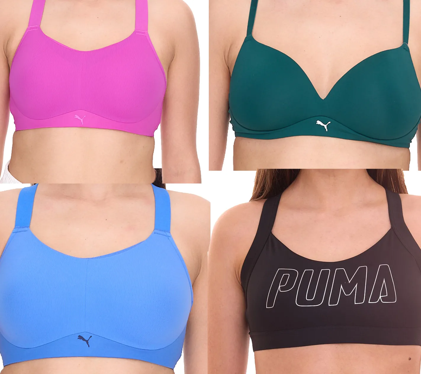 Unterwäsche|Sportoberbekleidung*PUMA Damen Sport-BH sitzender Trainings-Bustier Soft Bra in Grün, Active Bra in Pink oder Blau, Training Bra in Schwarz