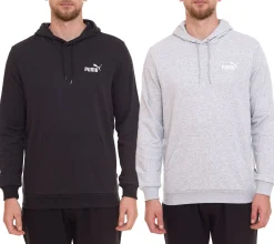 Pullover & Sweater*PUMA ESS Logo Herren stylischer Kapuzen-Pullover Baumwoll-Hoodie mit Logo auf der Brust 679631 oder Schwarz Grau