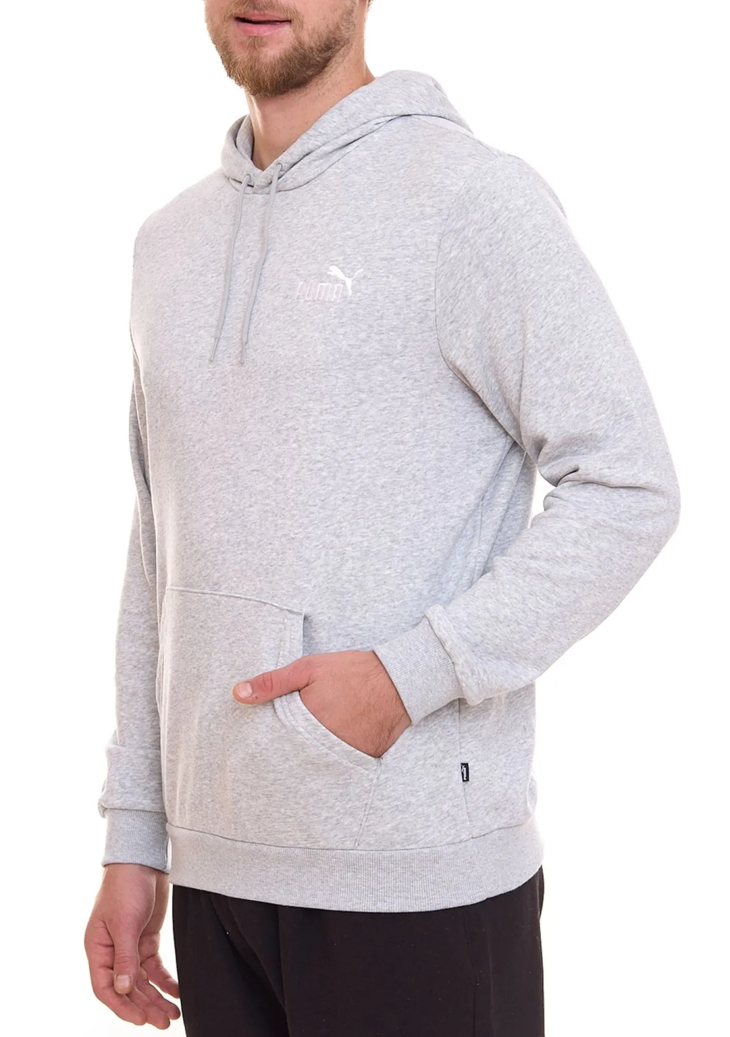 Pullover & Sweater*PUMA ESS Logo Herren stylischer Kapuzen-Pullover Baumwoll-Hoodie mit Logo auf der Brust 679631 , Schwarz, Blau Grau