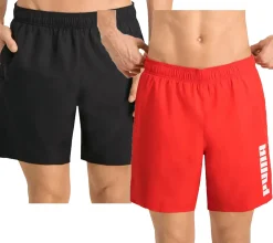 Nachtwäsche & Bademode*PUMA Herren Bade-Shorts Sommer-Shorts mit Taschen stylische Schwimm-Hose Bademode Schwarz oder Rot