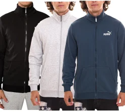 Pullover & Sweater|Sportoberbekleidung*PUMA Men Ess 2 Col Track Jacket nachhaltige Herren Sweat-Jacke Trainings-Jacke Baumwolle 67963 , Schwarz oder Dunkelblau Grau
