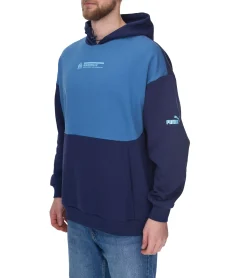 Pullover & Sweater|Ballsport*PUMA OLYMPIQUE DE MARSEILLE Herren Kapuzen-Pullover nachhaltiger Baumwoll-Hoodie mit Logo-Schriftzug 771970 Blau oder Schwarz