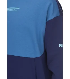 Pullover & Sweater|Ballsport*PUMA OLYMPIQUE DE MARSEILLE Herren Kapuzen-Pullover nachhaltiger Baumwoll-Hoodie mit Logo-Schriftzug 771970 15 Blau