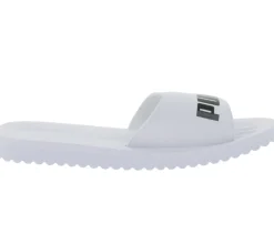 Zehentrenner & Sandalen*PUMA Purecat Bade-Latschen für Damen und Herren Sommer-Schlappen mit EVA-Sohle 360262 17 Weiß/Schwarz