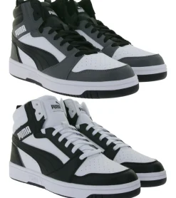 Sneaker & Turnschuhe|Turnschuhe & Sneaker*PUMA Rebound V6 High-Top Sneaker nachhaltige Damen und Herren Turnschuhe mit Softfoam+ Basketball 392326 in Schwarz/Weiß oder Grau/Weiß
