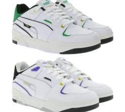 Sneaker & Turnschuhe|Turnschuhe & Sneaker*PUMA SLIPSTREAM Echtleder-Schuhe im Retro-Vibe Freizeit-Sneaker mit farbigen Akzenten Schnür-Schuhe 393266 Weiß/Lila oder Weiß/Grün