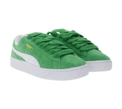 Turnschuhe|Sneaker & Turnschuhe*PUMA Suede XL Kinder Sneaker Echtleder-Schuhe Damen Skater-Schuhe mit Wechselfußbett Low-Top 396577 12 Grün/Weiß