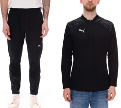 Pullover & Sweater|Sportunterbekleidung*PUMA teamCup Herren Troyer-Pullover oder Jogging-Hose mit DryCell-Technologie Trainings-Shirt grafischem Design Sport-Hose Fitness-Pullover Sport-Ausrüstung Schwarz
