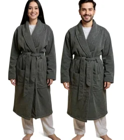 Bademode & Nachtwäsche|Nachtwäsche & Bademode*PUMA Unisex Bademantel mit zwei offenen Seitentaschen Morgen-Mantel 660008 41 Grau