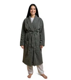 Bademode & Nachtwäsche|Nachtwäsche & Bademode*PUMA Unisex Bademantel mit zwei offenen Seitentaschen Morgen-Mantel 660008 41 Grau