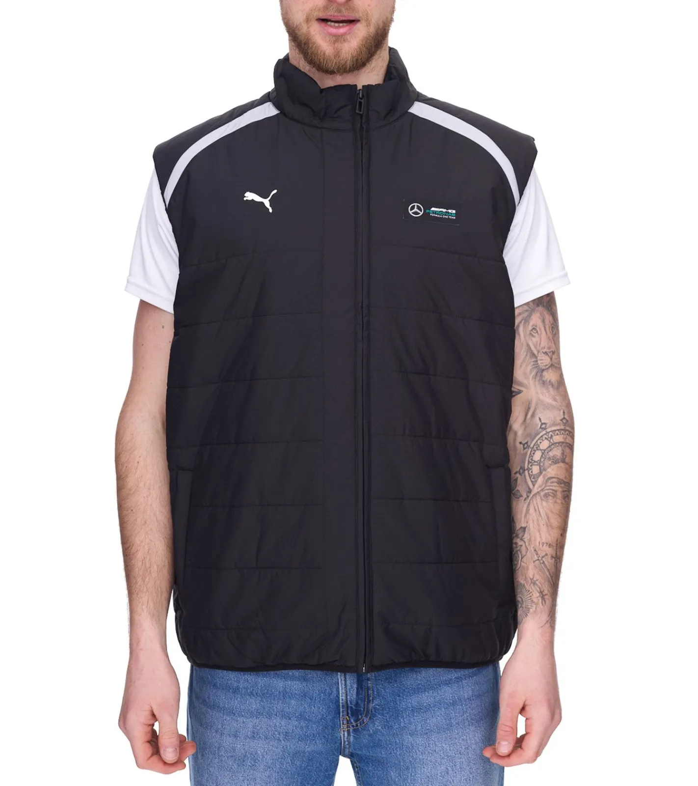 Jacken & Mäntel*PUMA X Mercedes-Benz AMG Petronas F1 Herren Stepp-Weste Herbst-Weste Übergangs-Jacke 622133 01 Schwarz