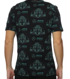 T-Shirts & Tank Tops*PUMA X Mercedes-Benz AMG Petronas F1 Herren T-Shirt stylisches Baumwoll-Shirt mit Allover Rennwagen-Print 621156 01 Schwarz