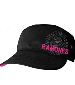 Caps & Mützen*BioworldMerch Ramones Damen Punkrock-Band Baumwoll-Cap im millitärischen Schnitt mit leicht gebogenen Schnitt FC103418RAM Schwarz