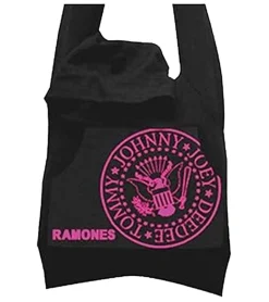 Rucksäcke & Taschen*BioworldMerch Ramones Punkrock-Band Damen Tasche mit angenähter Kapuze Baumwoll-Tasche Handtasche LB103080RAM Schwarz/Rosa