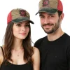 Caps & Mützen*BioworldMerch Ramones Unisex Trucker-Cap Punkrock-Band mit Logo-Stickerei Base-Cap BA156116RAM0 Braun/Rot