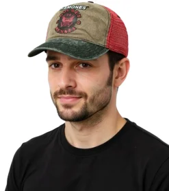 Caps & Mützen*BioworldMerch Ramones Unisex Trucker-Cap Punkrock-Band mit Logo-Stickerei Base-Cap BA156116RAM0 Braun/Rot