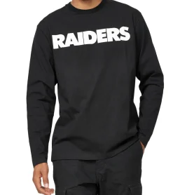 Pullover & Sweater*RE:COVERED NFL RAIDERS SCHIELD Herren nachhaltiges Rundhals-Shirt mit Team-Logo Baumwoll-Longsleeve Pullover MMNFL1135 Schwarz