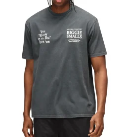 T-Shirts & Tank Tops*RE:COVERED X Biggie Smalls Herren Baumwoll-Shirt mit 1995 Ready to die tour 1995 Konzert Werbung T-Shirt Alltags-Shirt Kurzarm-Shirt MMLVN221 Grau