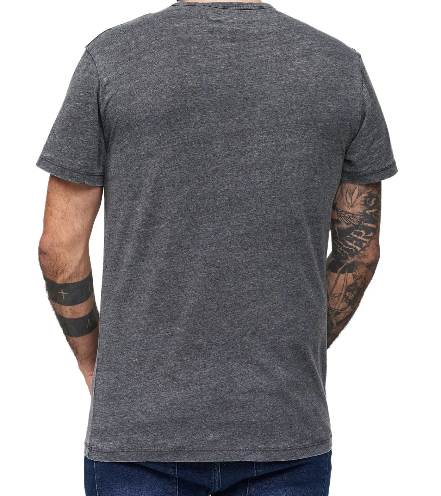 T-Shirts & Tank Tops*RE:COVERED X BUDWEISER Herren T-Shirt mit großem Logo Alltags-Shirt Baumwoll-Shirt Kurzarm-Shirt MMABI405 Grau