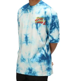 T-Shirts & Tank Tops*RE:COVERED X CAPCOM Herren T-Shirt mit Street Fighter Vega-Print Baumwoll-Shirt Rundhals-Shirt Oversized MMDIF1879 Blau