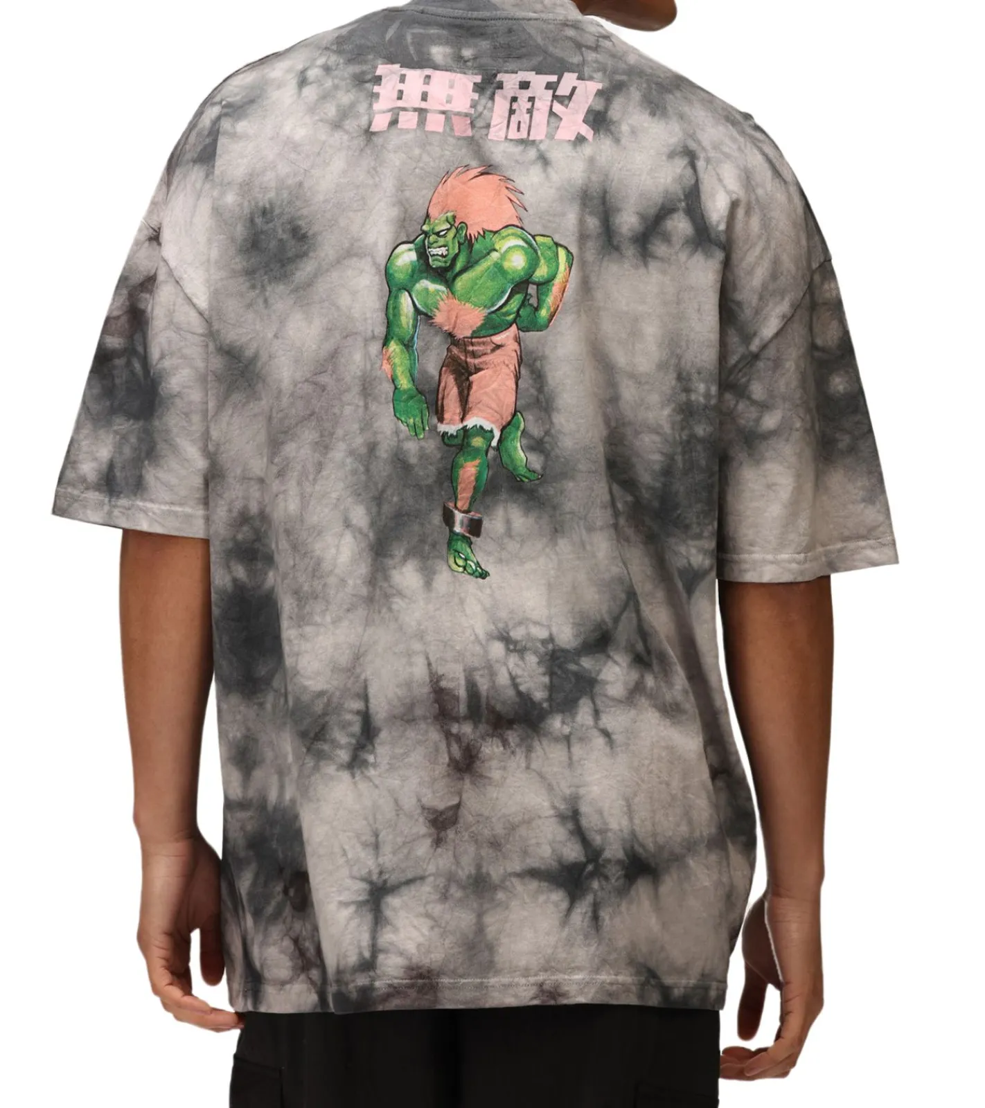 T-Shirts & Tank Tops*RE:COVERED X CAPCOM Herren T-Shirt mit Street Fighter Blanka-Print Baumwoll-Shirt Rundhals-Shirt MMDIF1880 Grau