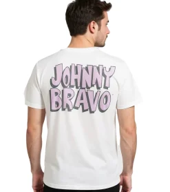 T-Shirts & Tank Tops*RE:COVERED X Cartoon Network Herren T-Shirt Johnny Bravo Baumwoll-Shirt Rundhals-Shirt RCWARN752 Hellbeige