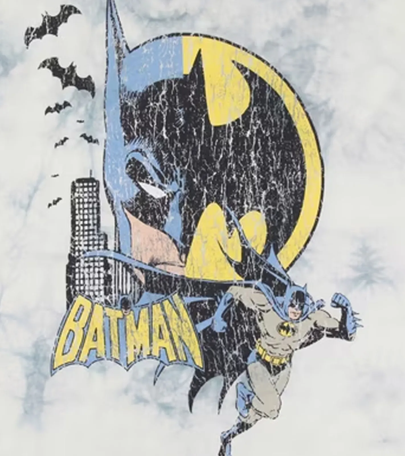 T-Shirts & Tank Tops*RE:COVERED X DC Herren T-Shirt BATMAN Split Baumwoll-Shirt im Batik-Design Rundhals-Shirt RCWARN553 Grau