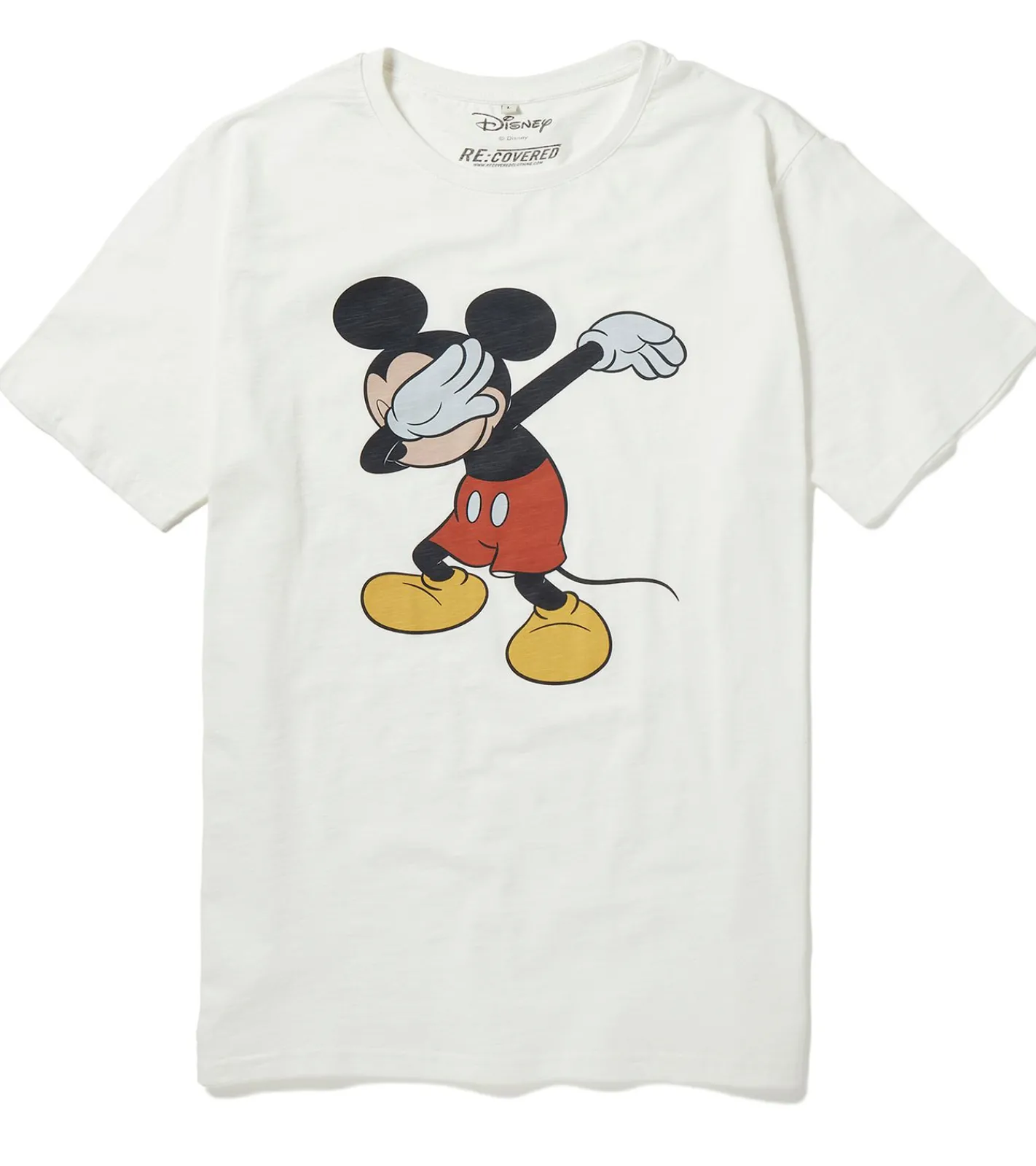 Tops & T-Shirts*RE:COVERED X Disney Damen T-Shirt mit großem Mickey Mouse Print Baumwoll-Shirt Rundhals-Shirt PCDIS1150 Weiß