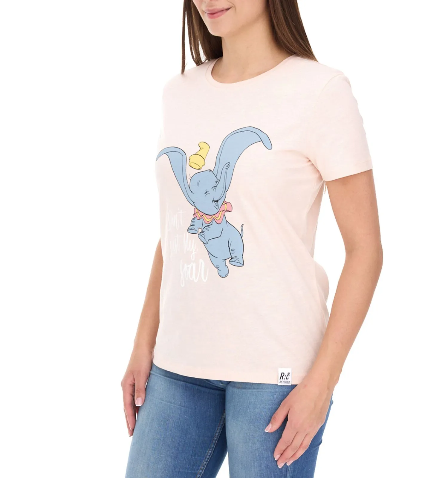 Tops & T-Shirts*RE:COVERED X Disney Damen T-Shirt mit Dumbo Print Baumwoll-Shirt Rundhals-Shirt RCDIF2069 Rosa