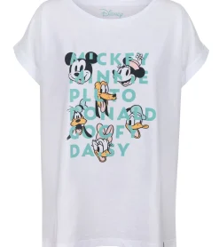 Tops & T-Shirts*RE:COVERED X Disney Damen T-Shirt mit Mickey Mouse and Friends Aufdruck Baumwoll-Shirt Rundhals-Shirt RCDIF2065 Weiß