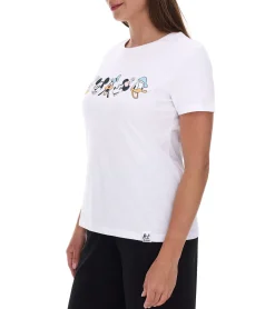Tops & T-Shirts*RE:COVERED X Disney Damen T-Shirt mit Mickey Mouse and Friends Design Baumwoll-Shirt Rundhals-Shirt RCDIF2063 Weiß