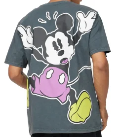 T-Shirts & Tank Tops*RE:COVERED X Disney Herren T-Shirt mit Mickey Print Baumwoll-Shirt Rundhals-Shirt MMDIS2686 Grau
